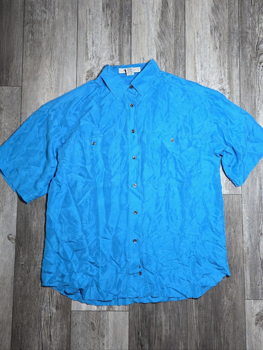 Christine Parker Vintage 90's Women's 100% Silk SS Button-down Dress Shirt Sz Lg